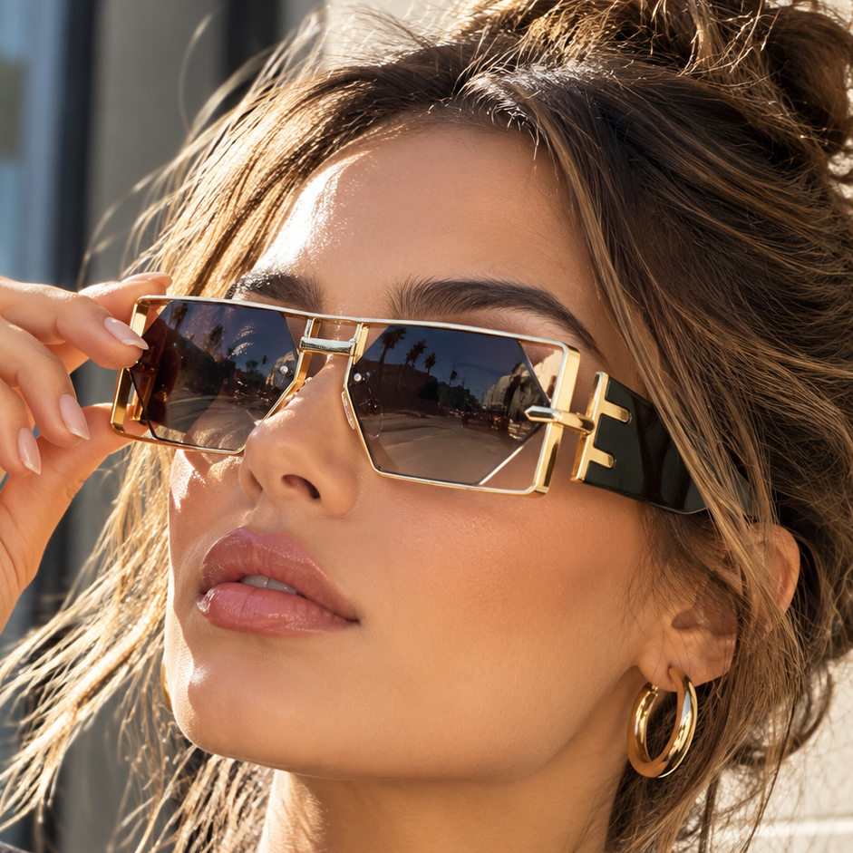 Hollow Rectangle Steampunk Sunglasses by Hegichi