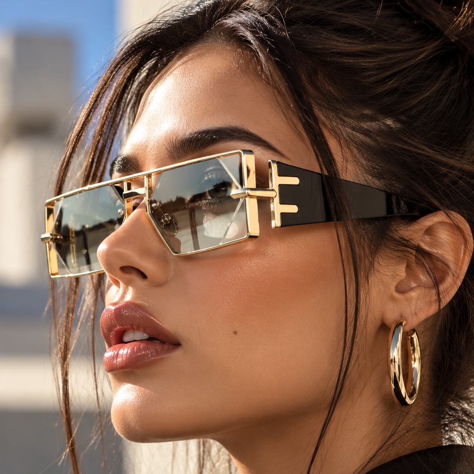 Hollow Rectangle Steampunk Sunglasses by Hegichi