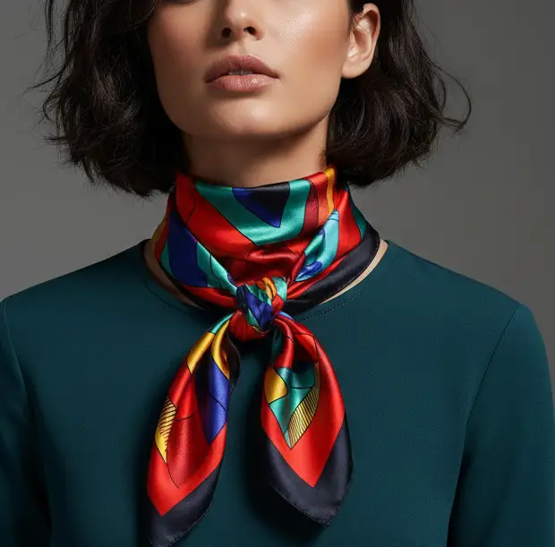 Elegant Silk Square Scarf – Satin 90x90 cm by Adornity