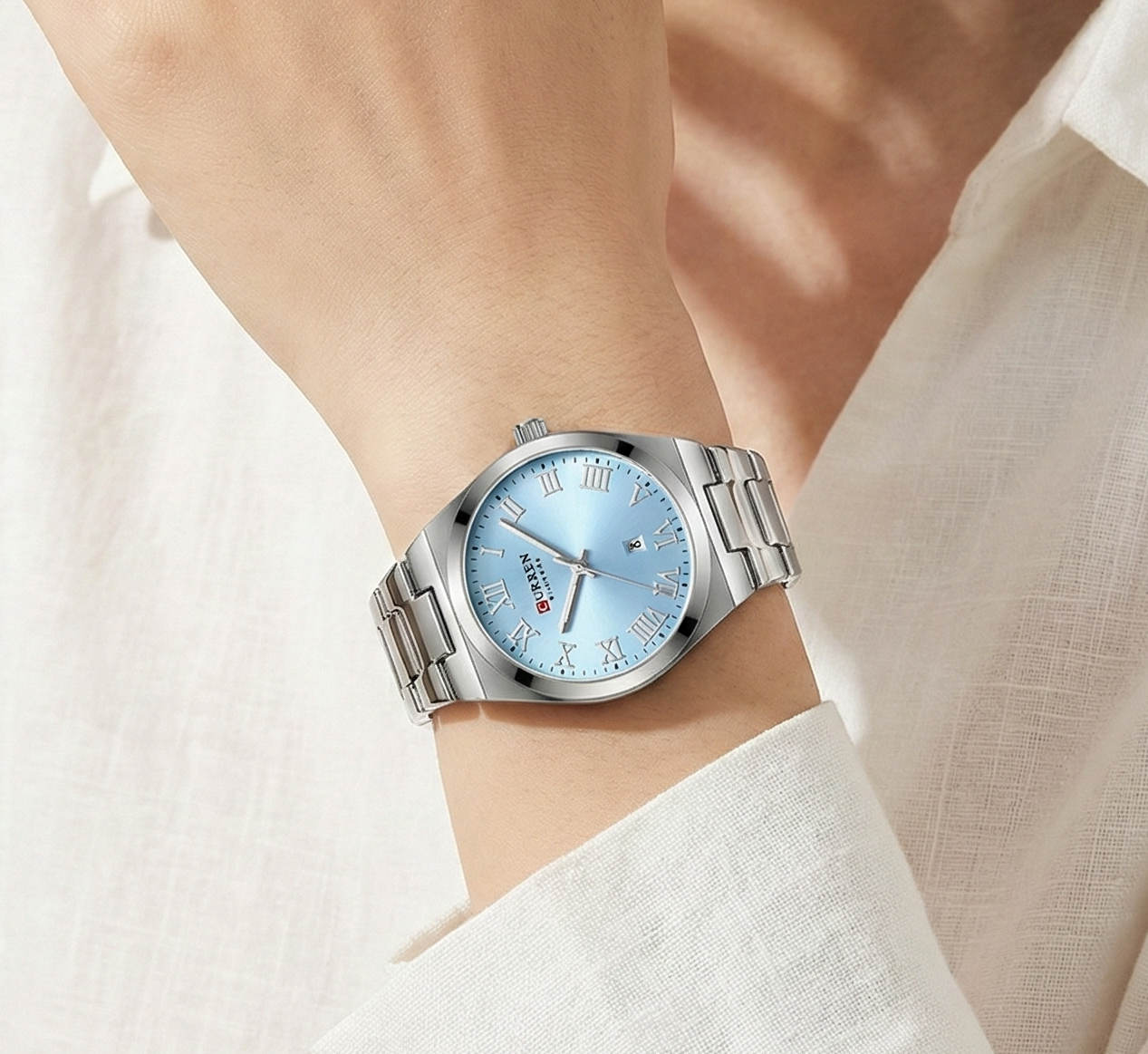 Stainless Steel Watch – Digital Dial Calendar by Adornity
