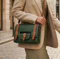Vegan Leather Satchel – Handmade Green Satchel Bag With Adjustable Strap & Vintage Crossbody Design by navichi