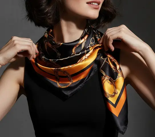 Elegant Silk Square Scarf – Satin 90x90 cm by Adornity