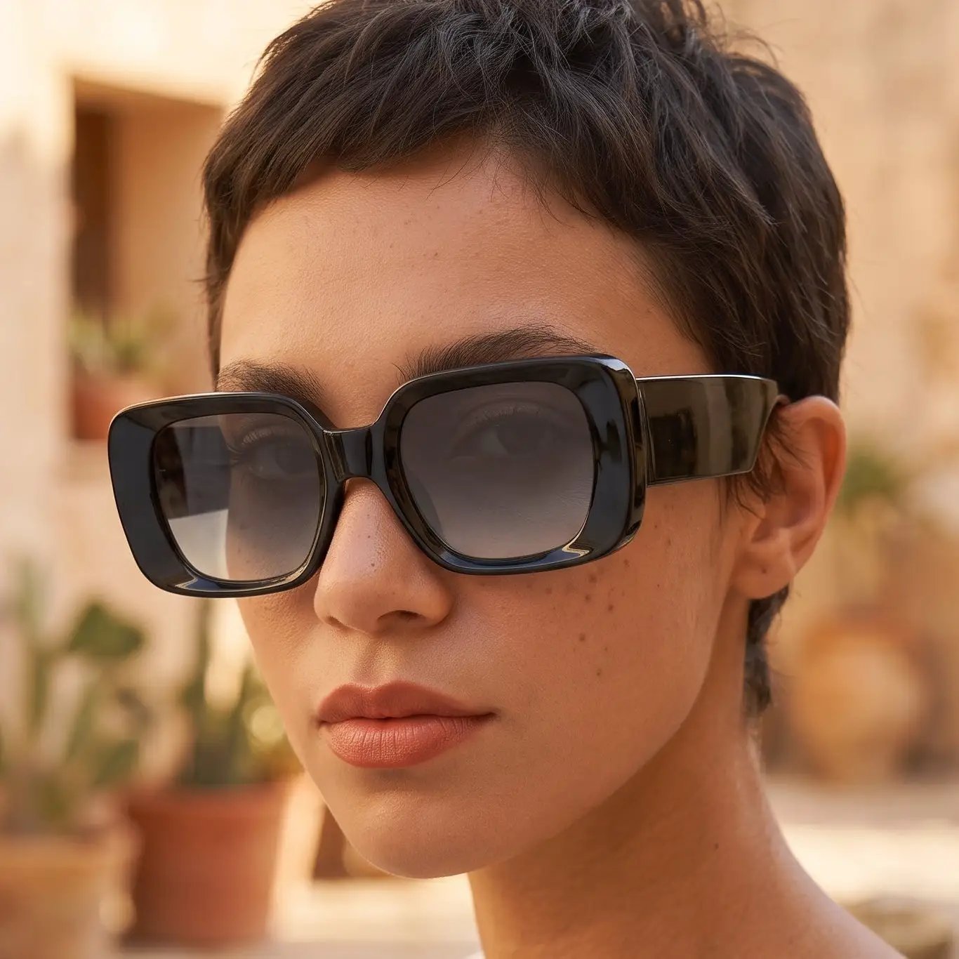 Oversized Square Sunglasses – Jelly Color Gradient UV400 by Hegichi