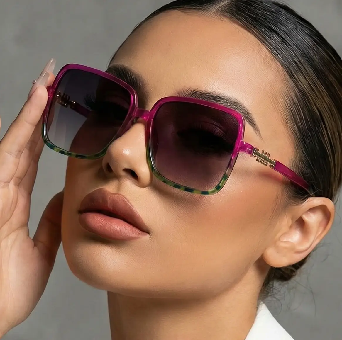 Two Tone Oversized Sunglasses From Retro Gradient Lens Collection For Women Limited Edition