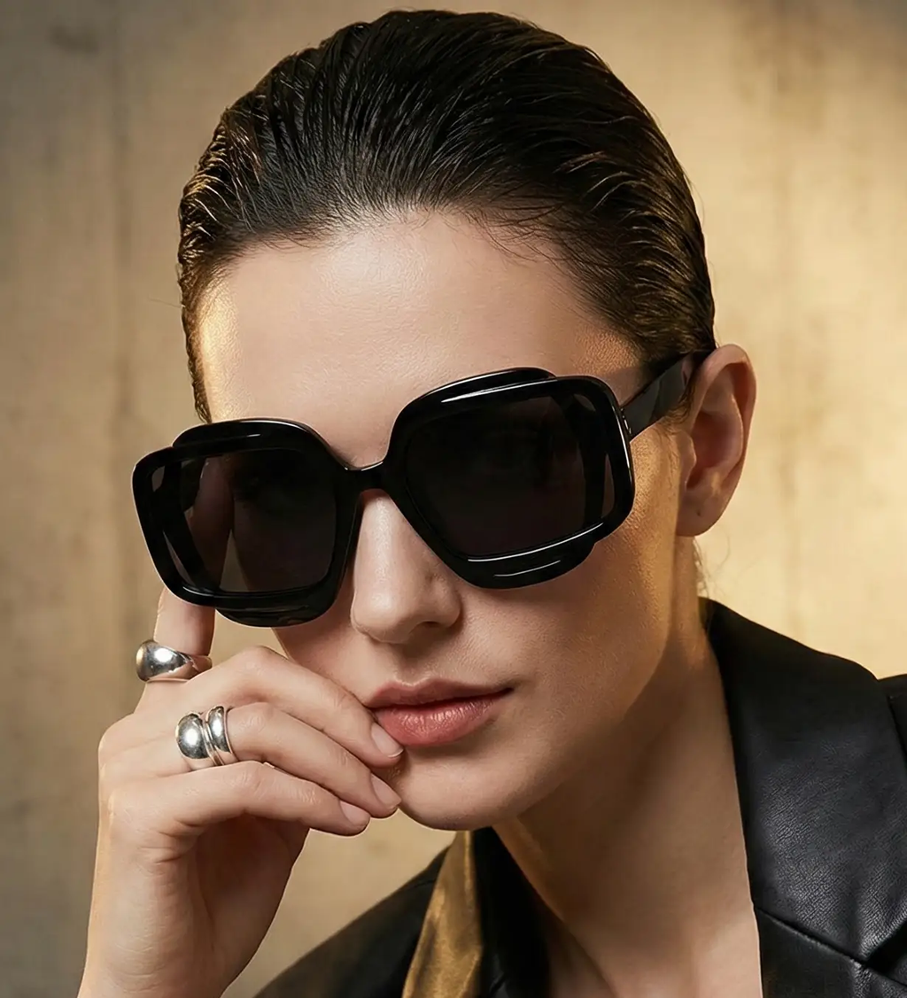 Geometric Square Sunglasses – Color Block UV400 by Adornity