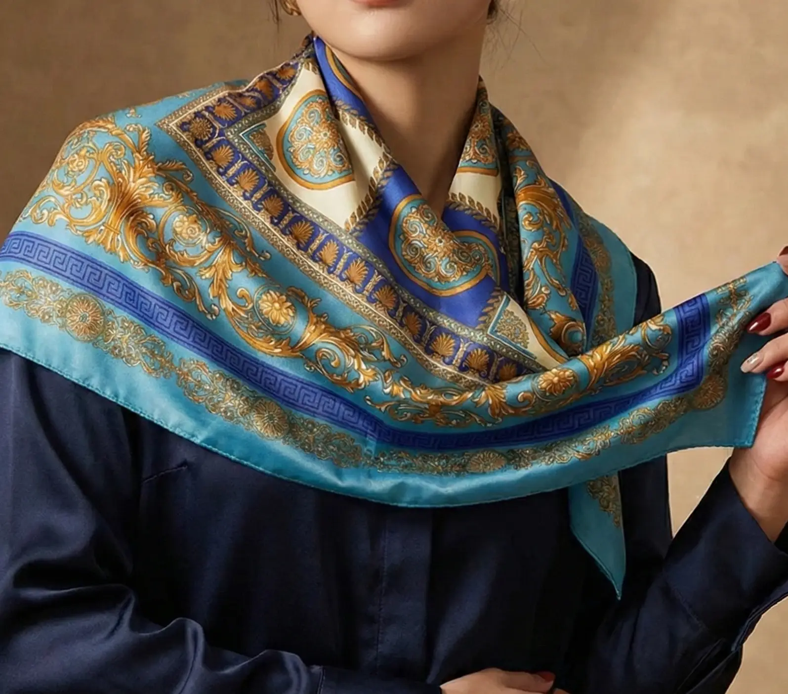 Silk Plaid Scarf – Timeless 70x70 Wrap by Adornity