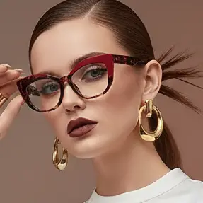 Cat Eye Glasses - Retro Style Color Block Glasses with Blue Light Blocking by Adornity