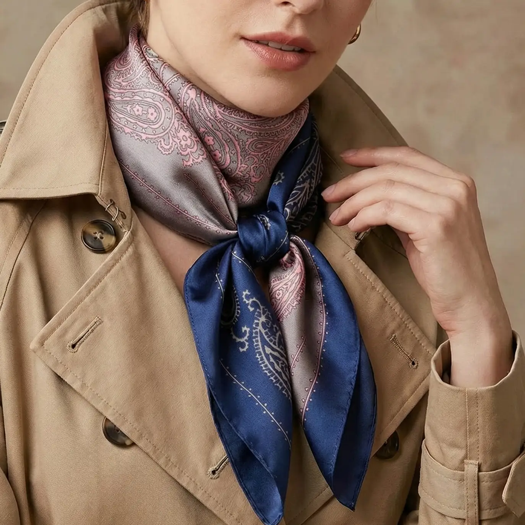 Silk Plaid Scarf – Timeless 70x70 Wrap by Adornity