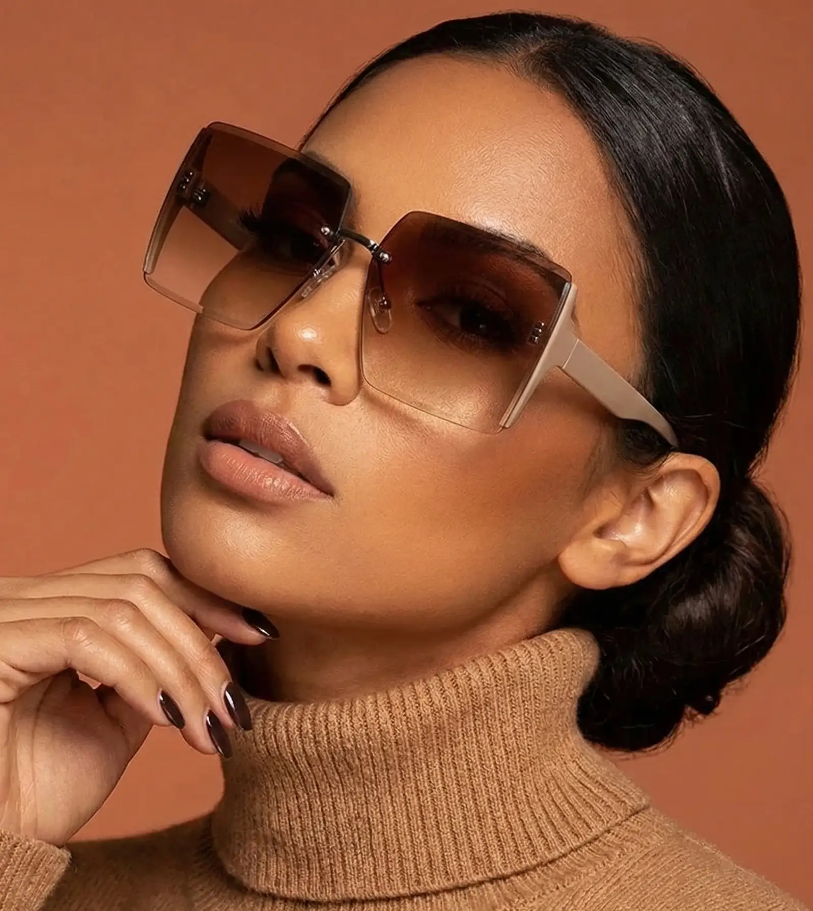 Black Square Sunglasses – Korean Style Classic Big Shades with UV Protection by Adornity