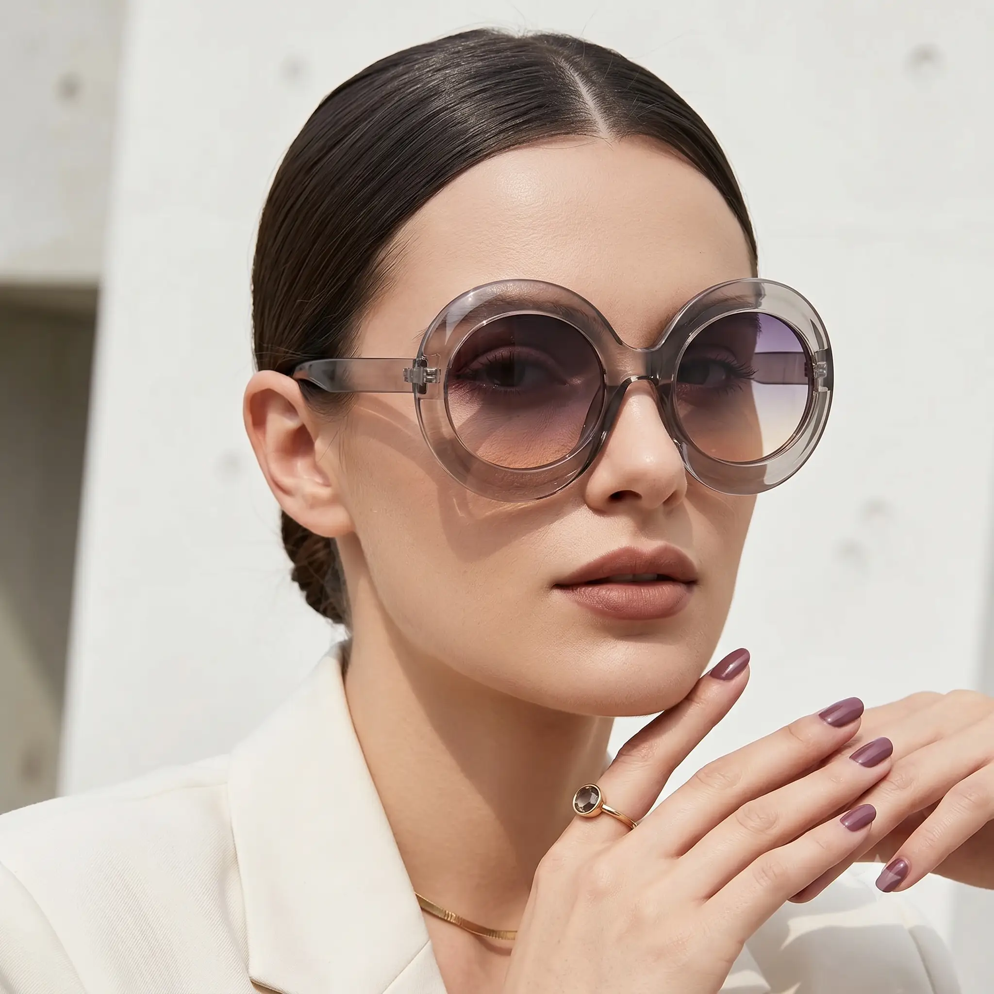 Oversized Round Sunglasses Vintage Gradient Collection Limited Edition by Hegichi