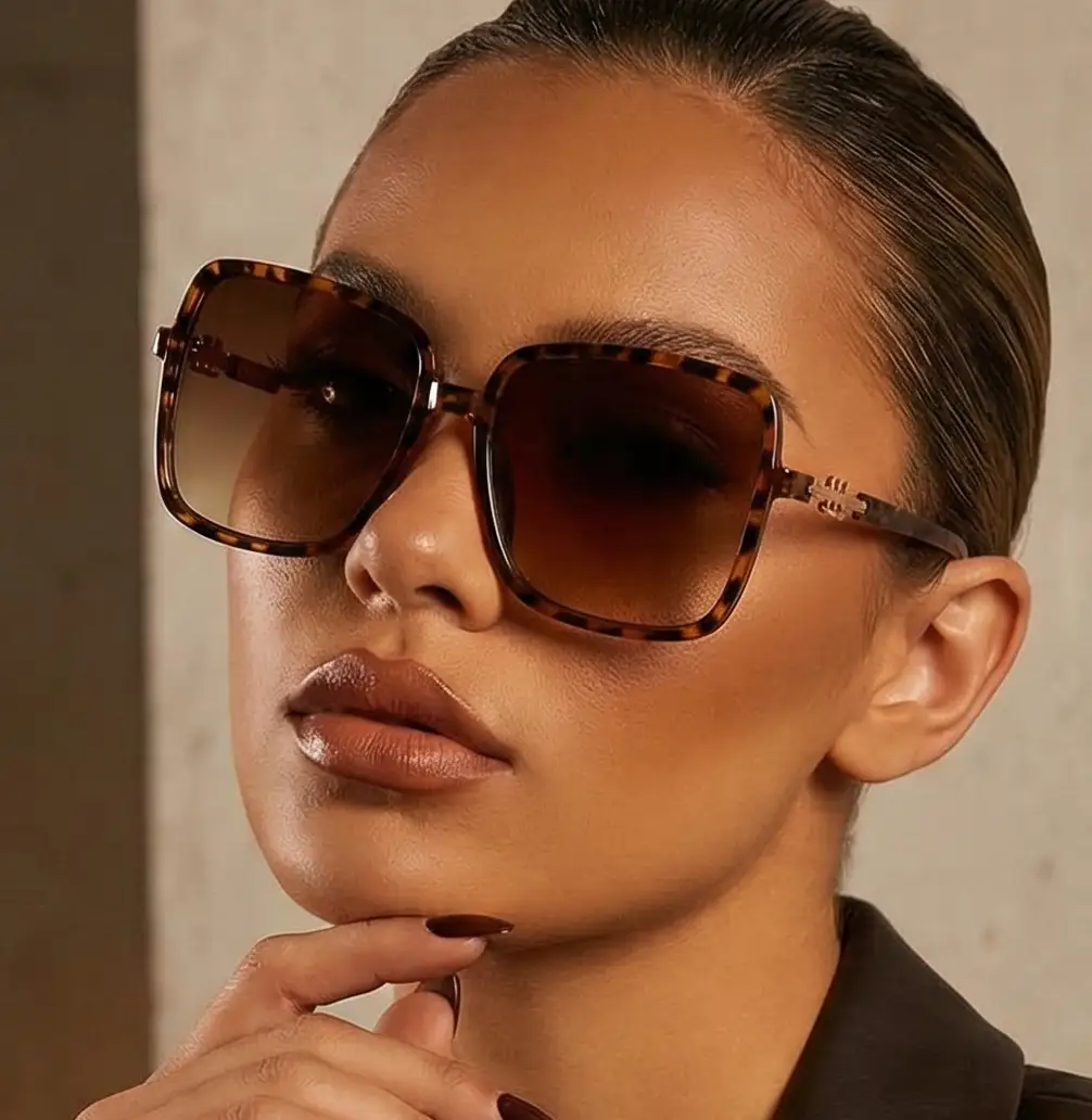Two Tone Oversized Sunglasses From Retro Gradient Lens Collection For Women Limited Edition