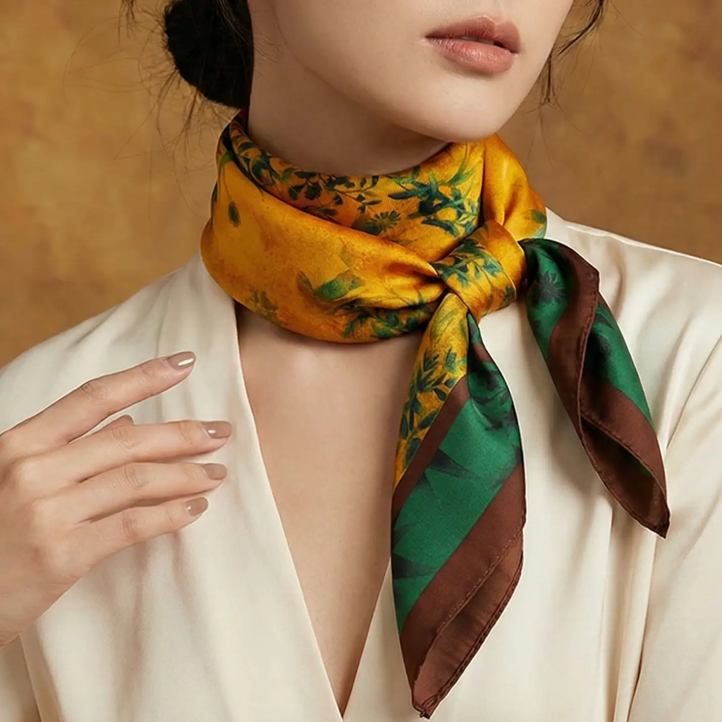Silk Plaid Scarf – Timeless 70x70 Wrap by Adornity
