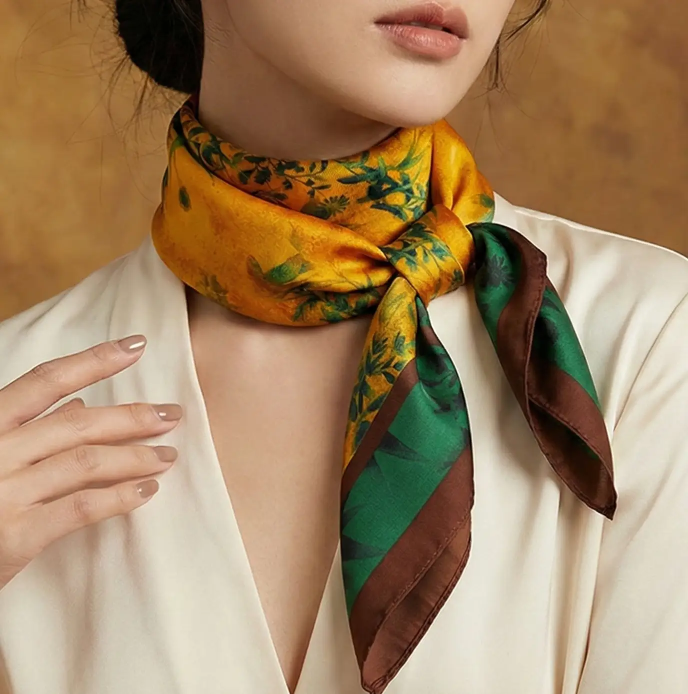 Chic Plaid Silk Scarf – Statement Square by Adornity