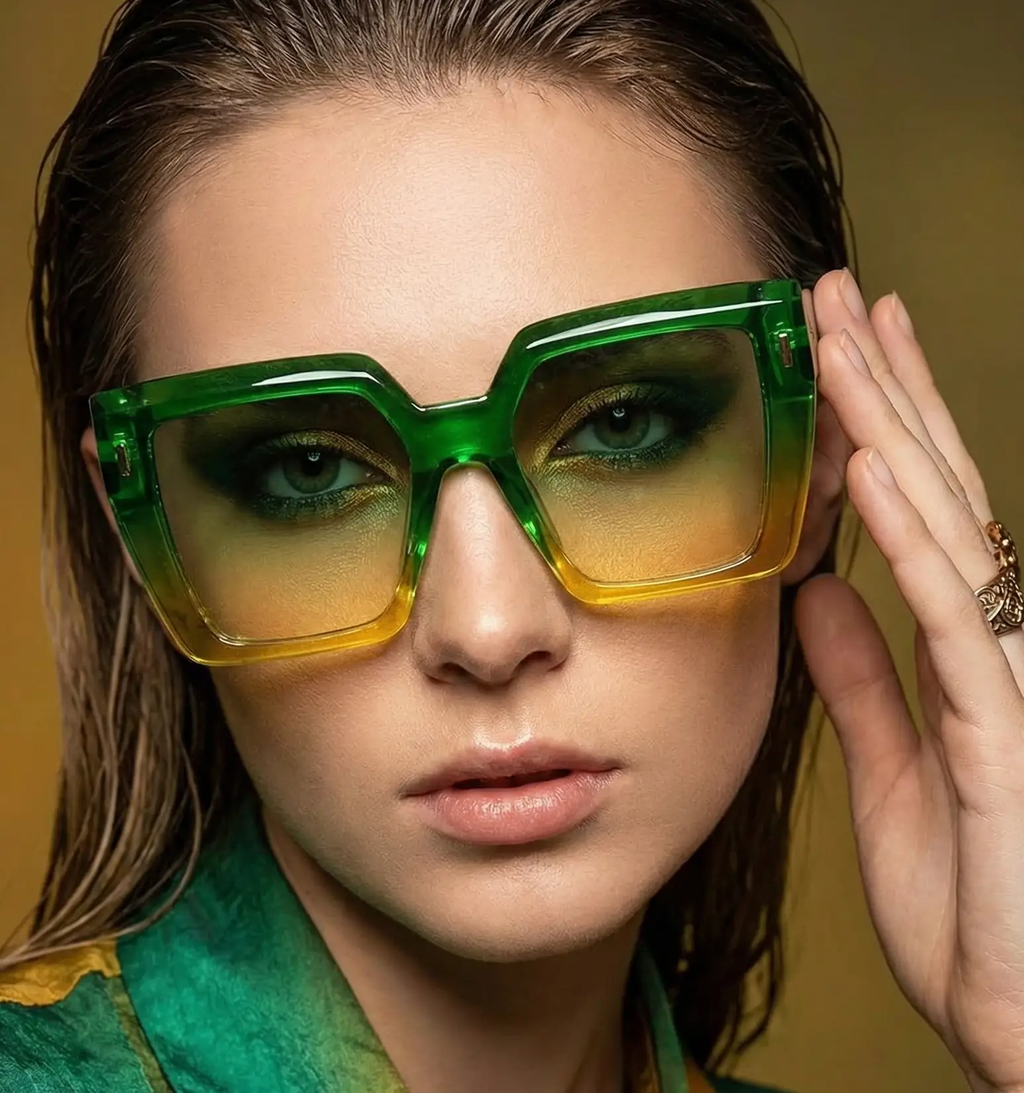 Chic Square Frame Sunglasses – Gradient Lenses UV400 by Adornity