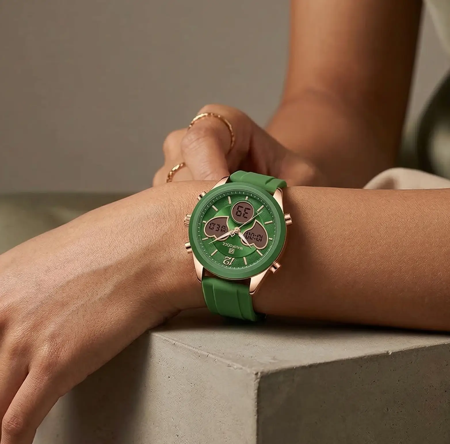 Heart Shape Watch – Dual Display Analog-Digital by Adornity