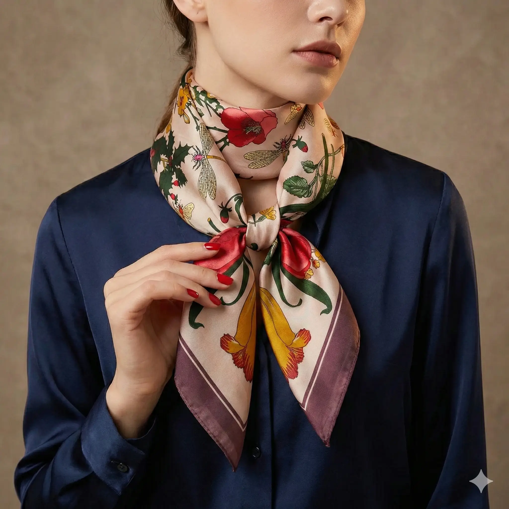 Silk Plaid Scarf – Timeless 70x70 Wrap by Adornity