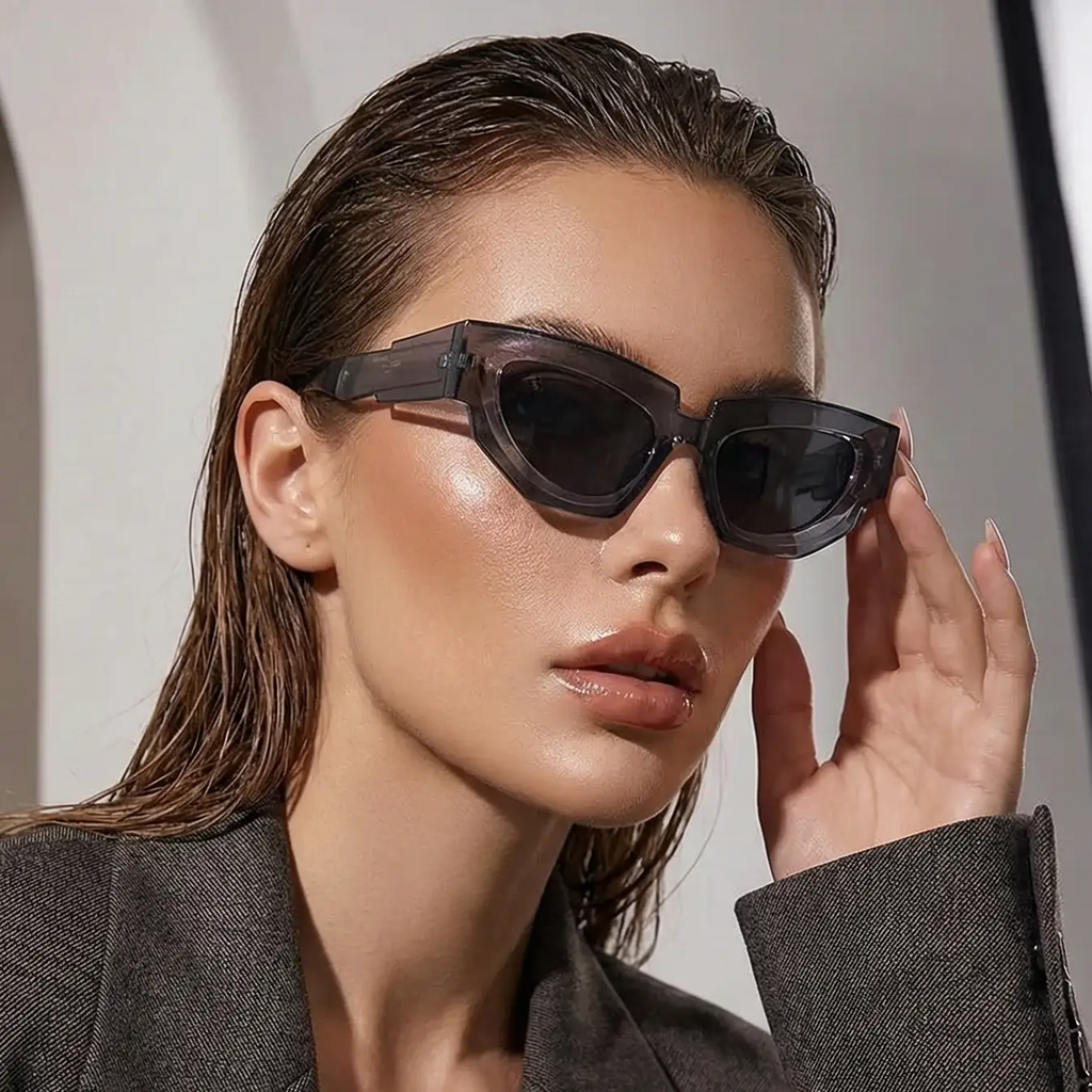 Glam Cat Eye Sunglasses – Thick Frame Gradient UV400 by Adornity