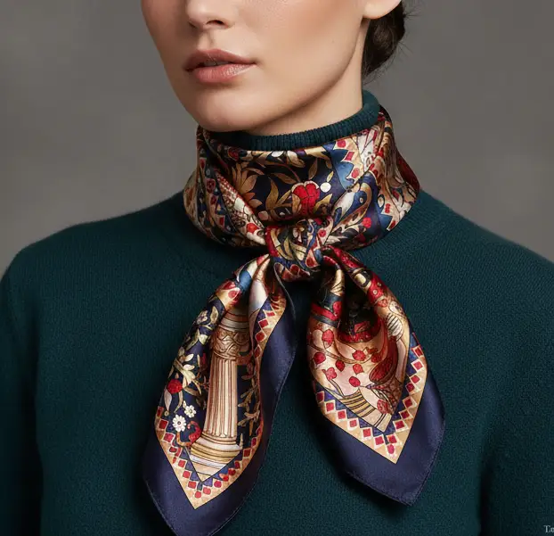 Elegant Silk Square Scarf – Satin 90x90 cm by Adornity