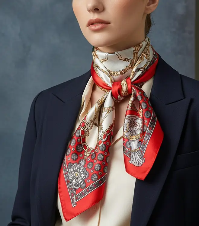 Elegant Silk Square Scarf – Satin 90x90 cm by Adornity