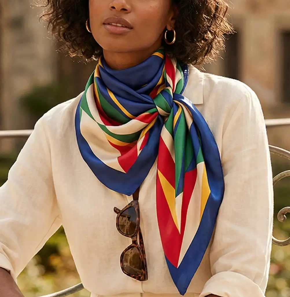 Elegant Silk Square Scarf – Satin 90x90 cm by Adornity