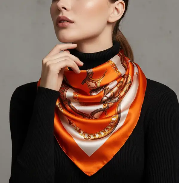 Elegant Silk Square Scarf – Satin 90x90 cm by Adornity