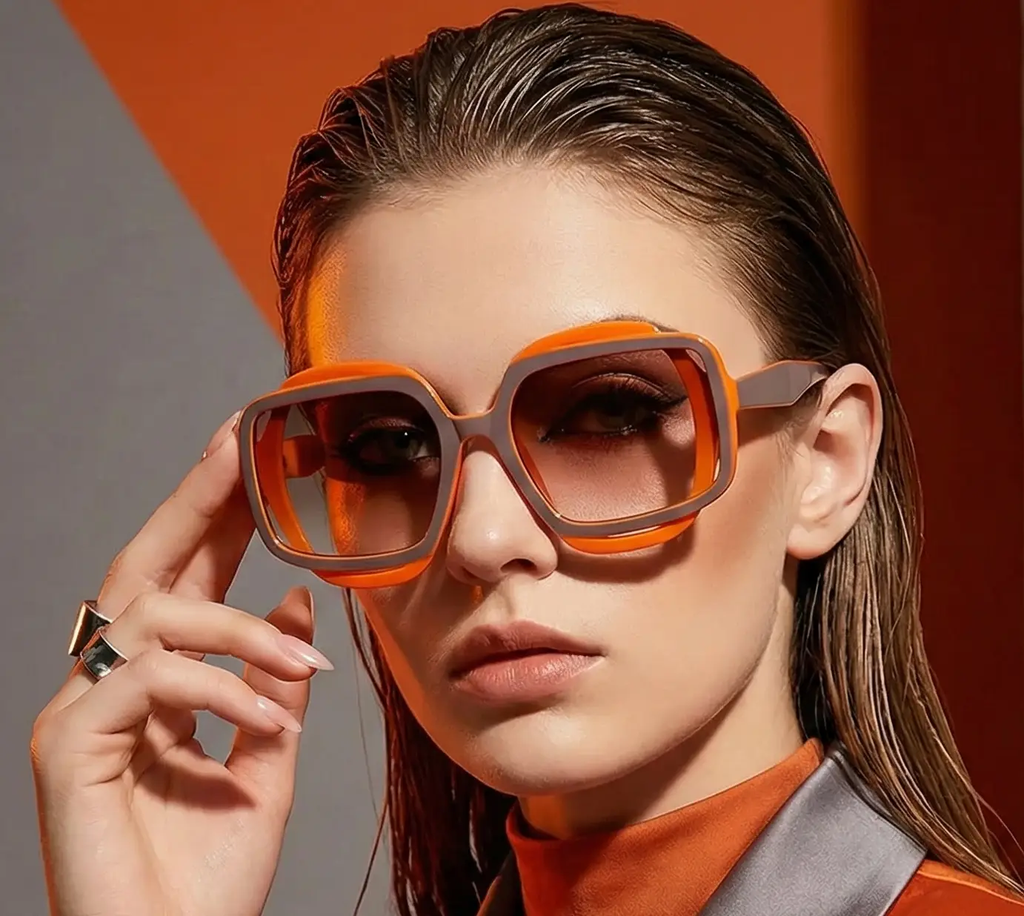 Geometric Square Sunglasses – Color Block UV400 by Adornity