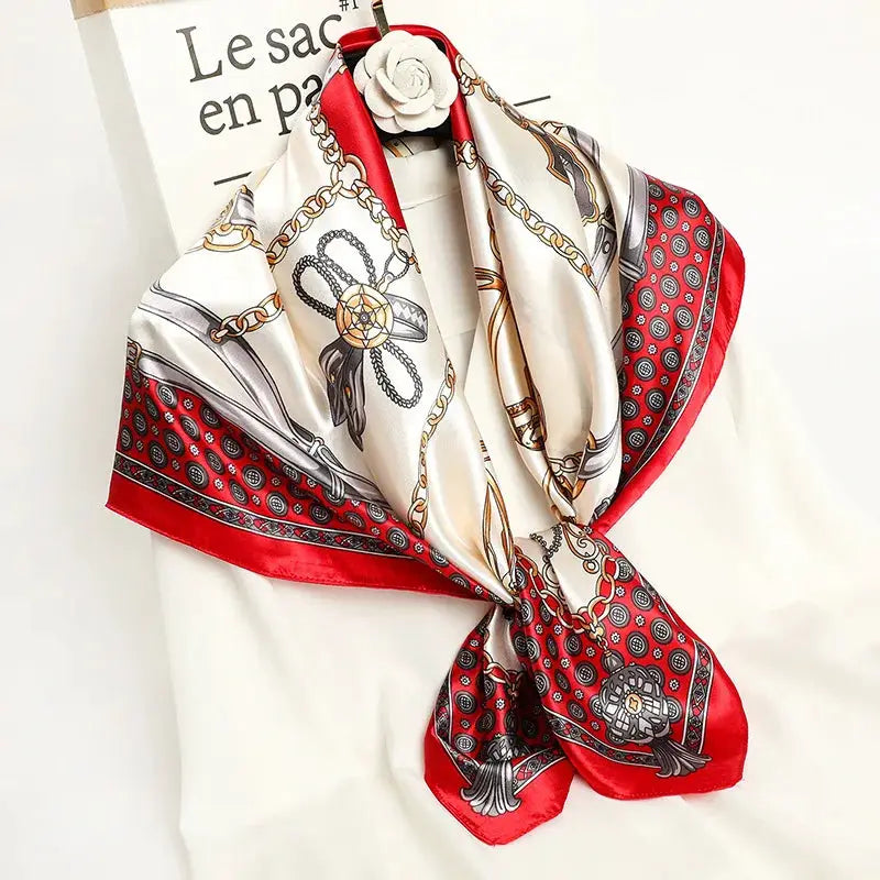 Elegant Silk Square Scarf – Satin 90x90 cm by Adornity