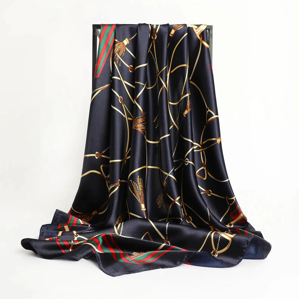 Elegant Silk Square Scarf – Satin 90x90 cm by Adornity
