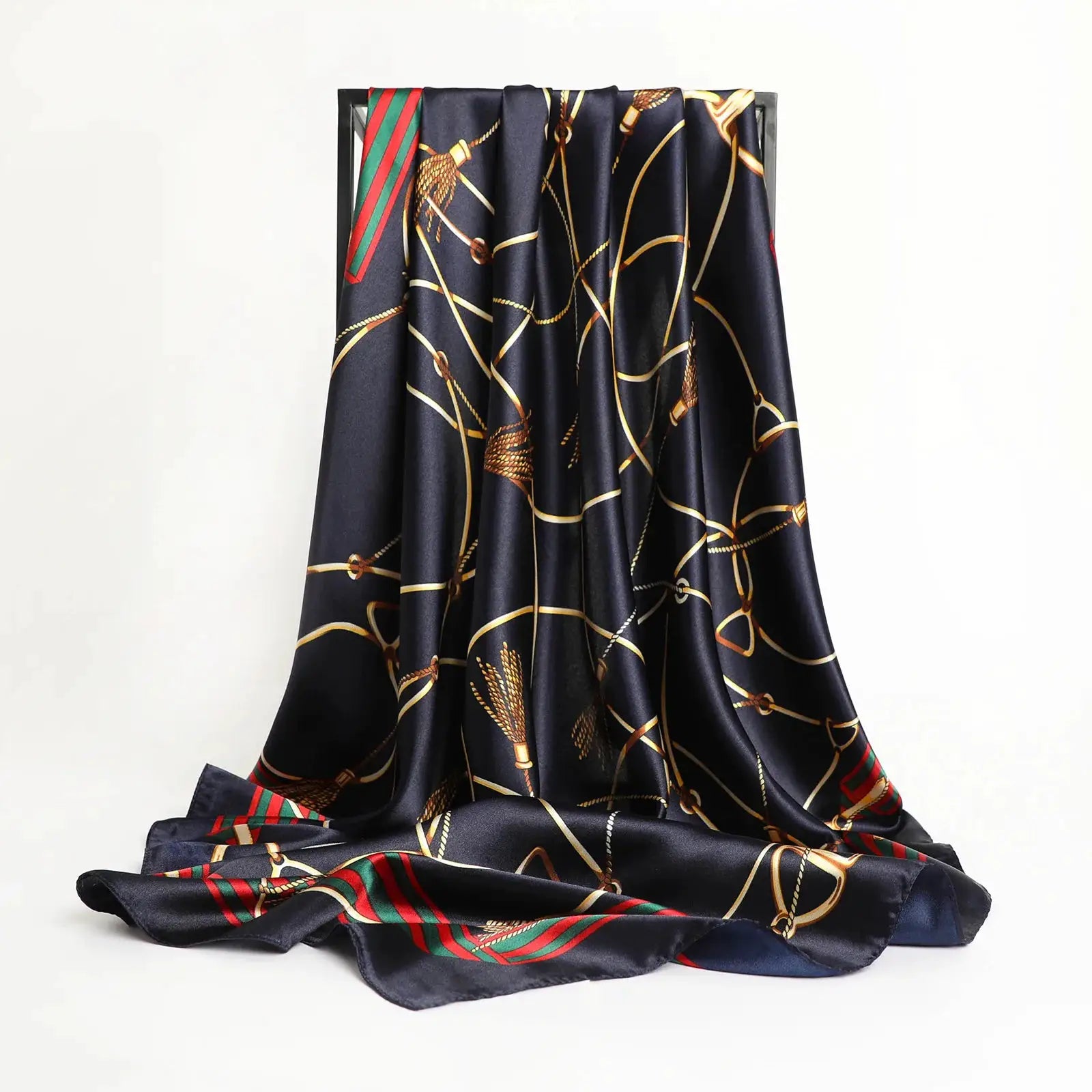 Elegant Silk Square Scarf – Satin 90x90 cm by Adornity
