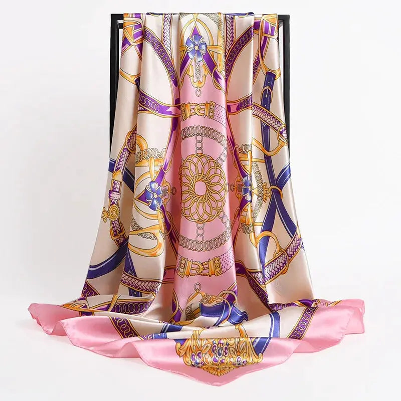 Elegant Silk Square Scarf – Satin 90x90 cm by Adornity