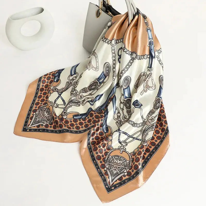 Elegant Silk Square Scarf – Satin 90x90 cm by Adornity