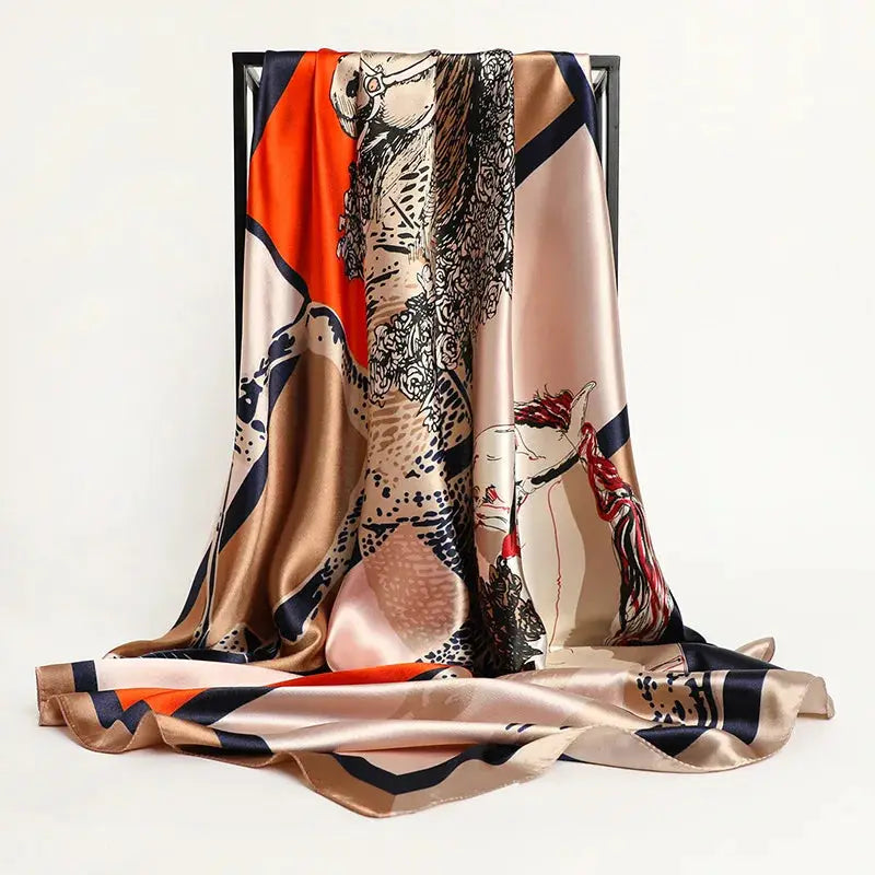 Elegant Silk Square Scarf – Satin 90x90 cm by Adornity