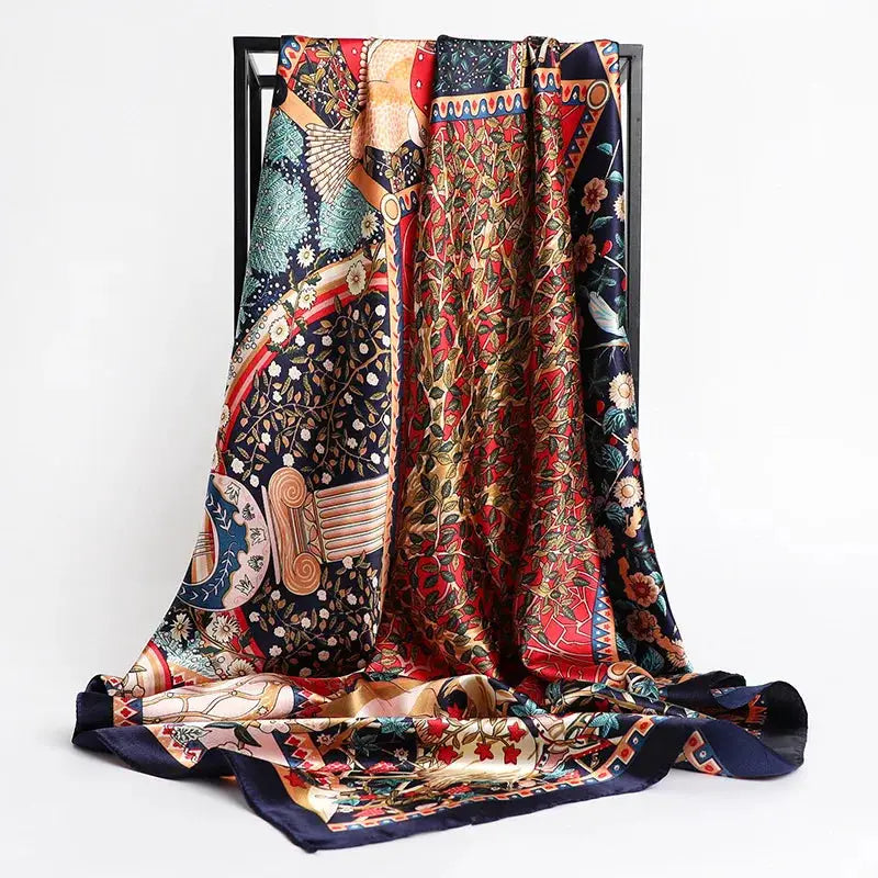 Elegant Silk Square Scarf – Satin 90x90 cm by Adornity