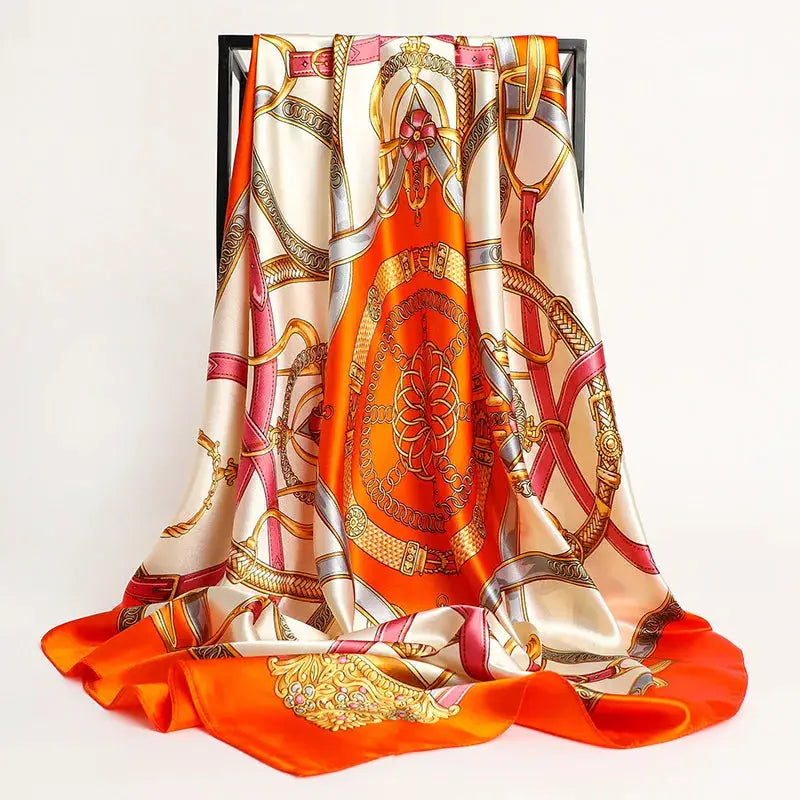 Elegant Silk Square Scarf – Satin 90x90 cm by Adornity