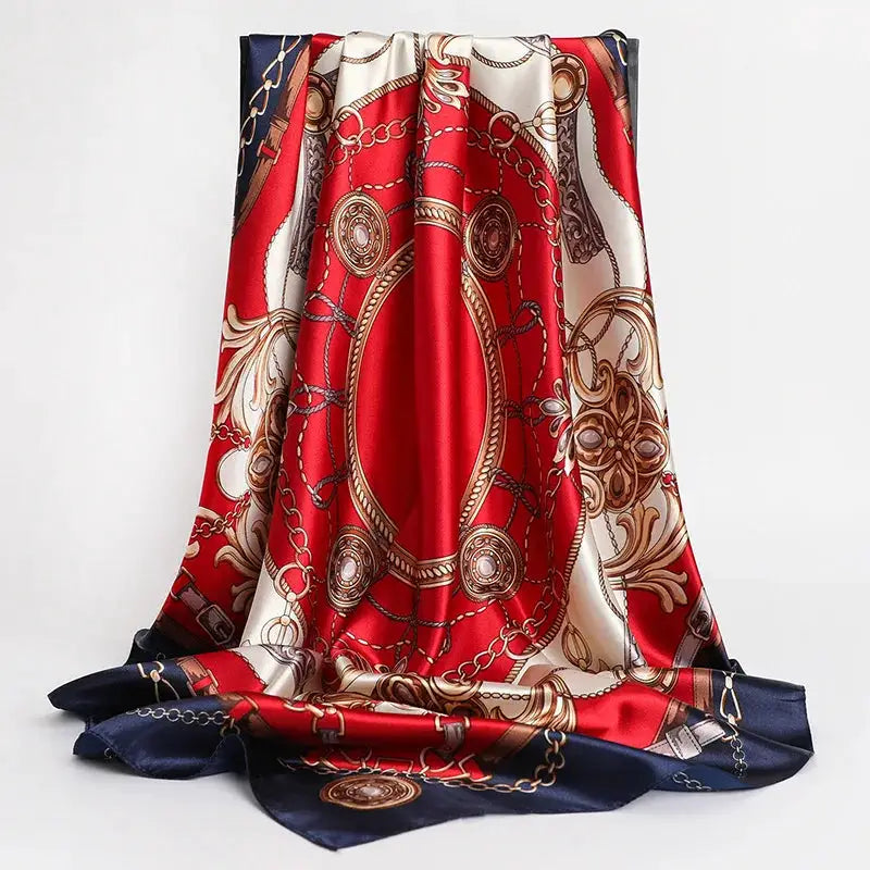 Elegant Silk Square Scarf – Satin 90x90 cm by Adornity