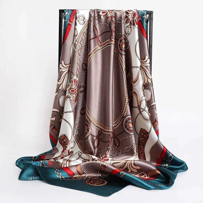 Elegant Silk Square Scarf – Satin 90x90 cm by Adornity