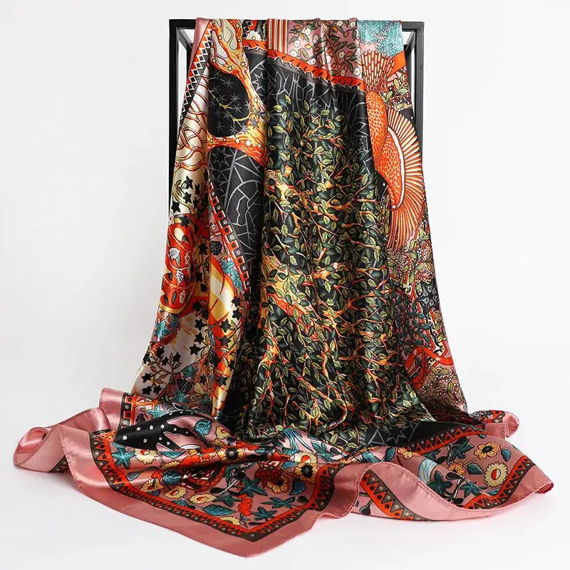 Elegant Silk Square Scarf – Satin 90x90 cm by Adornity