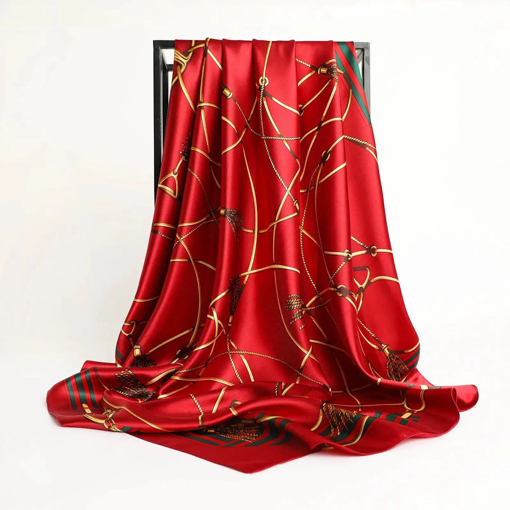 Elegant Silk Square Scarf – Satin 90x90 cm by Adornity