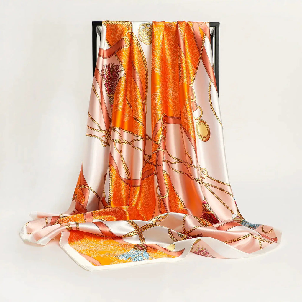 Elegant Silk Square Scarf – Satin 90x90 cm by Adornity