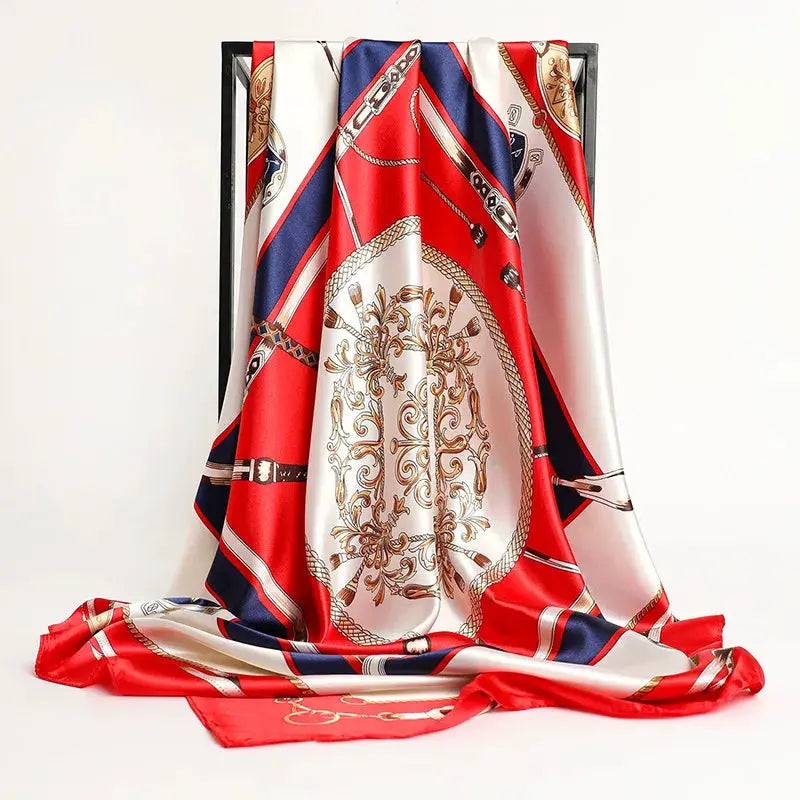 Elegant Silk Square Scarf – Satin 90x90 cm by Adornity