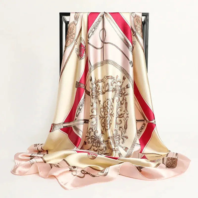 Elegant Silk Square Scarf – Satin 90x90 cm by Adornity