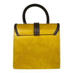 Yellow Vegan Leather Handbag – Structured Top Handle Bag with Gold Hardware, French Style by navichi