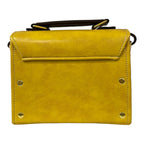 Handmade Vegan Leather Satchel – Mustard Yellow Purse | Gold Twist Lock, Adjustable Strap by navichi