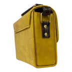 Handmade Vegan Leather Satchel – Mustard Yellow Purse | Gold Twist Lock, Adjustable Strap by navichi