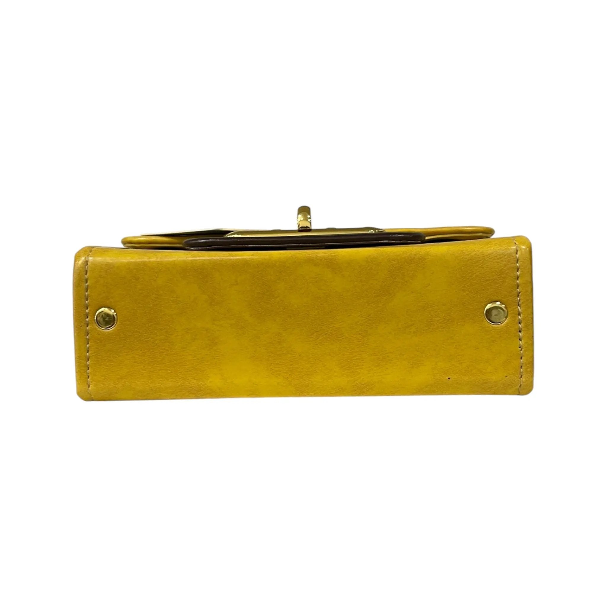 Vegan Leather Satchel – Handmade Mustard Yellow Bag with Gold Hardware Clasp by navichi