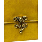 Vegan Leather Satchel – Handmade Mustard Yellow Bag with Gold Hardware Clasp by navichi