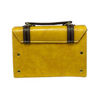 Vegan Leather Satchel – Handmade Mustard Yellow Bag with Gold Hardware Clasp by navichi