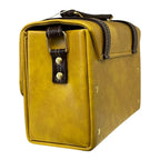 Vegan Leather Satchel – Handmade Mustard Yellow Bag with Gold Hardware Clasp by navichi