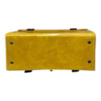 Handmade Vegan Leather Satchel – Mustard Yellow Purse | Gold Twist Lock, Adjustable Strap by navichi