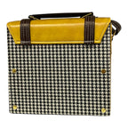 Vegan Leather Satchel – Handmade Mustard Yellow Crossbody Bag With Houndstooth by navichi